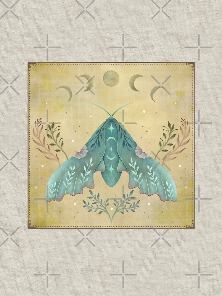 Luna and Moth - Oriental Vintage by episodicDrawing