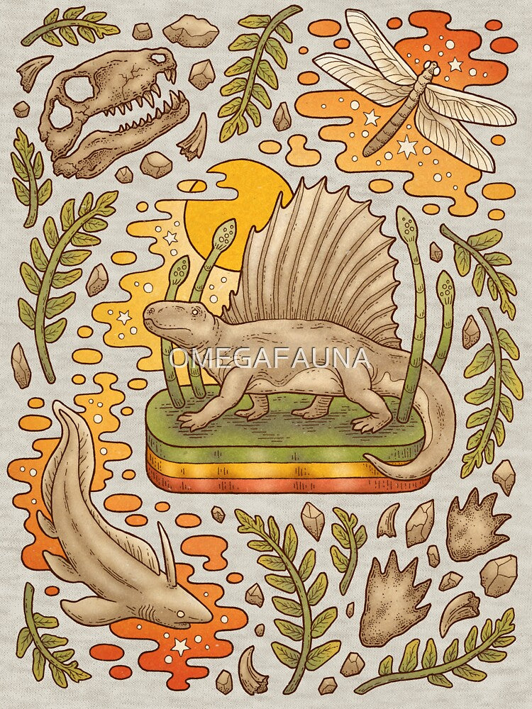 Daydream Dimetrodon | Natural History Art | Permian Prehistoric Life by OMEGAFAUNA