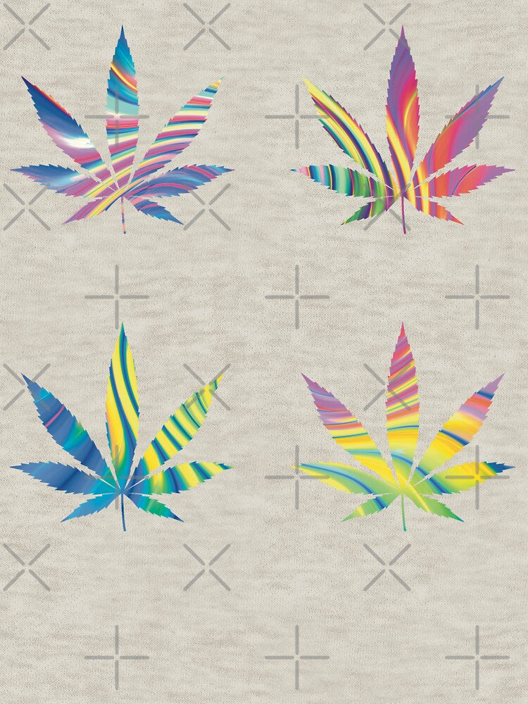 Psychedelic Colors Marijuana Leaf Pattern 4 Sticker Multipack Version 22 by YomeHayin
