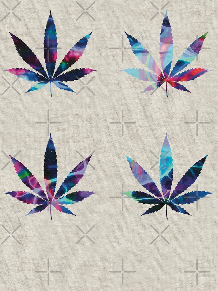 Psychedelic Colors Marijuana Leaf Pattern 4 Sticker Multipack Version 11 by YomeHayin