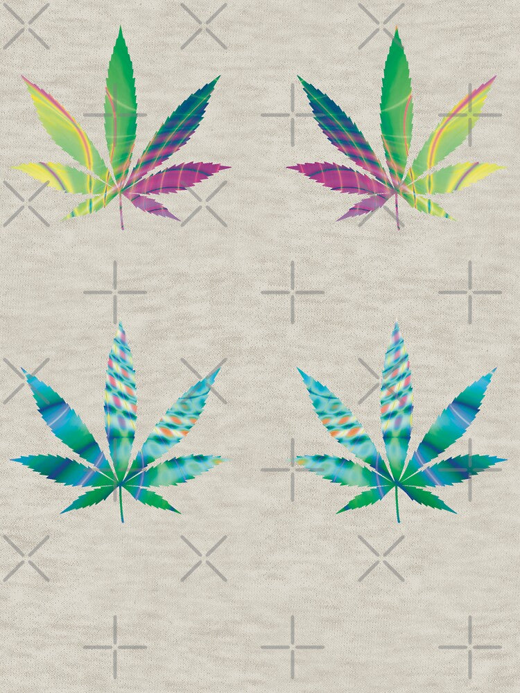 Psychedelic Colors Marijuana Leaf Pattern 4 Sticker Multipack Version 17 by YomeHayin
