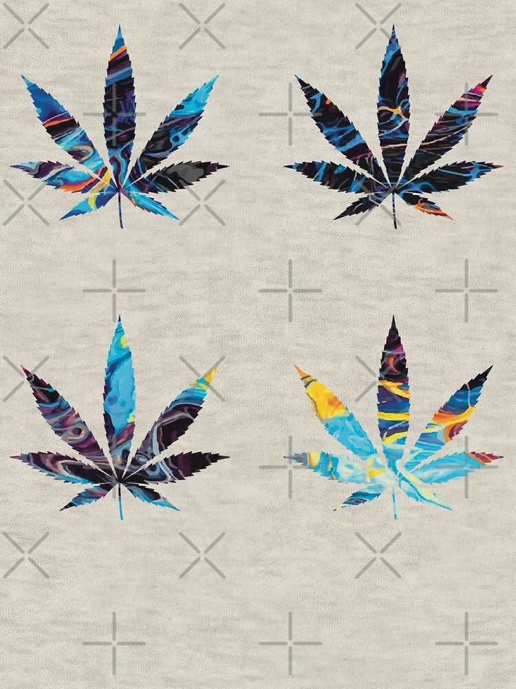 Psychedelic Colors Marijuana Leaf Pattern 4 Sticker Multipack Version 13 by YomeHayin