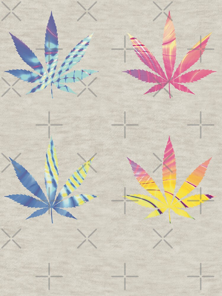 Psychedelic Colors Marijuana Leaf Pattern 4 Sticker Multipack Version 19 by YomeHayin