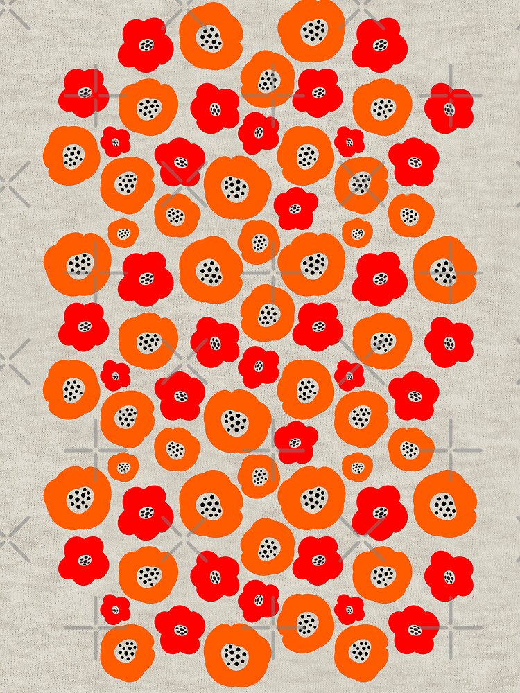 Retro Flowers - Orange Red by SilverPegasus