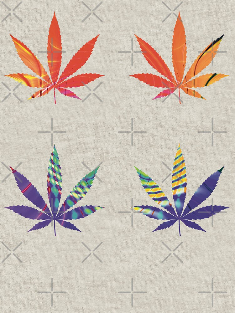 Psychedelic Colors Marijuana Leaf Pattern 4 Sticker Multipack Version 14 by YomeHayin