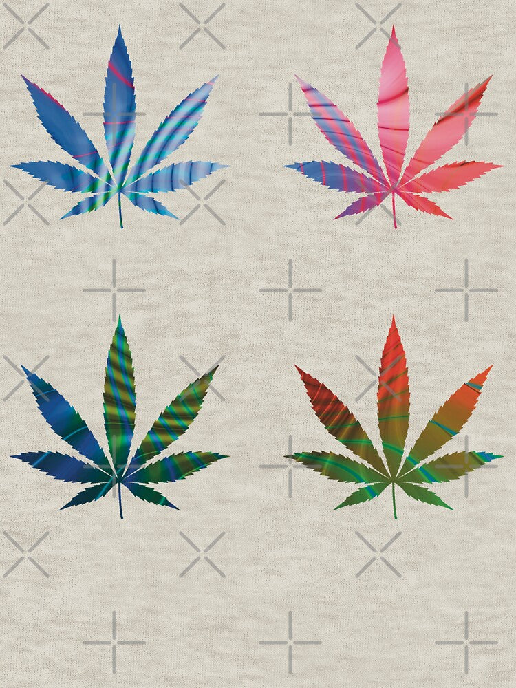 Psychedelic Colors Marijuana Leaf Pattern 4 Sticker Multipack Version 25 by YomeHayin