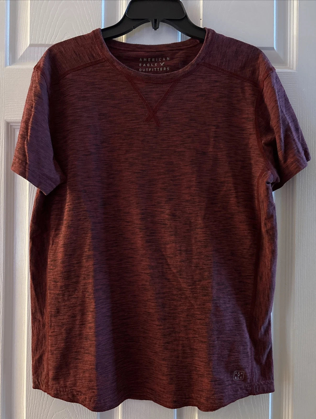 American Eagle Shirt Medium Adult Wine Color Short Sleeve Casual Modern Fit  Men