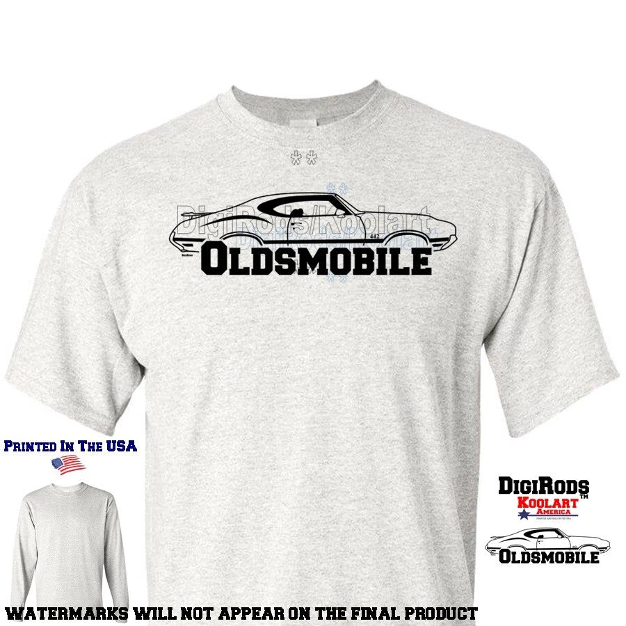 Oldsmobile Olds 442 Side View Black Outline DigiRods Koolart Custom Car T Shirt