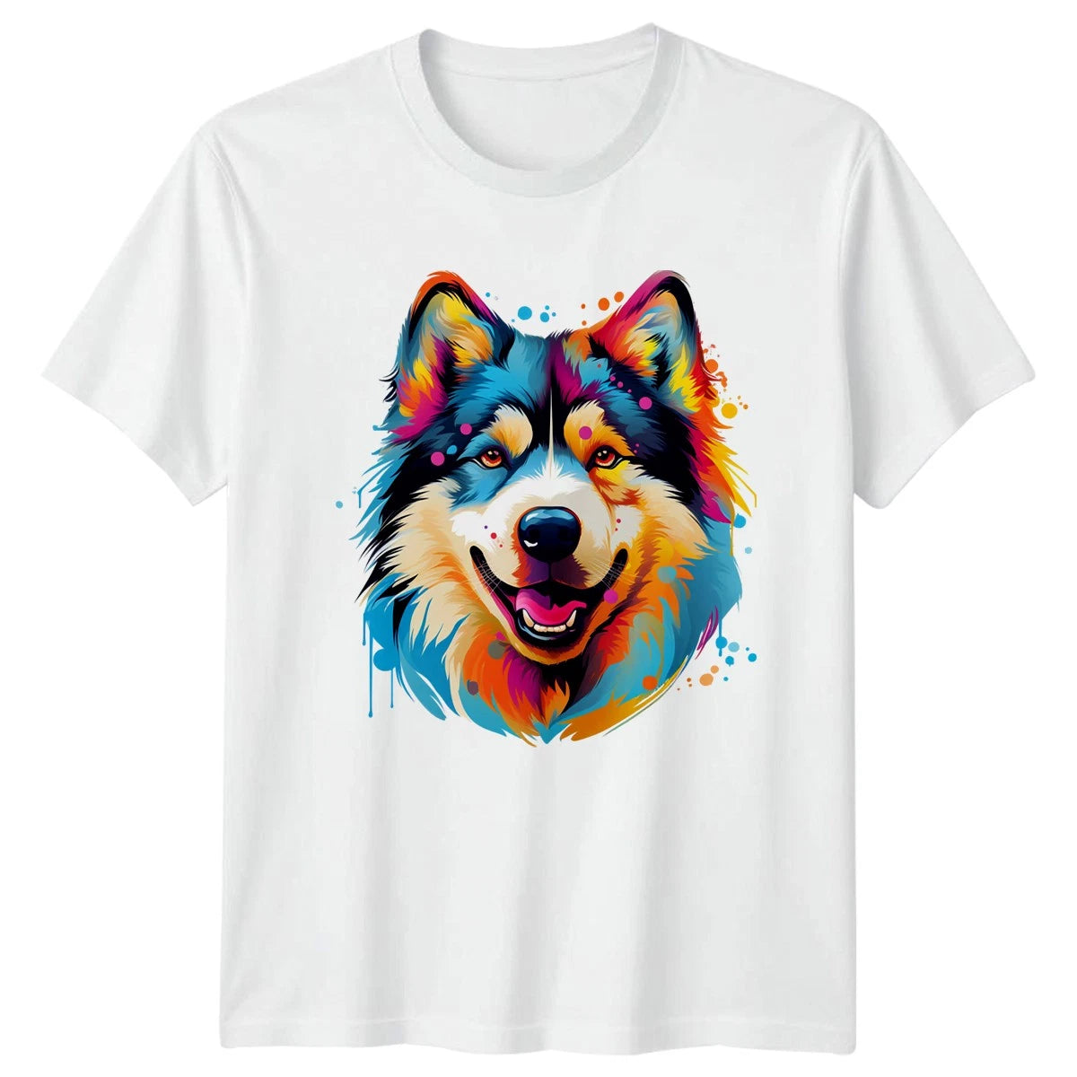 Colorful Husky Face T-Shirt Dog Pet Lover