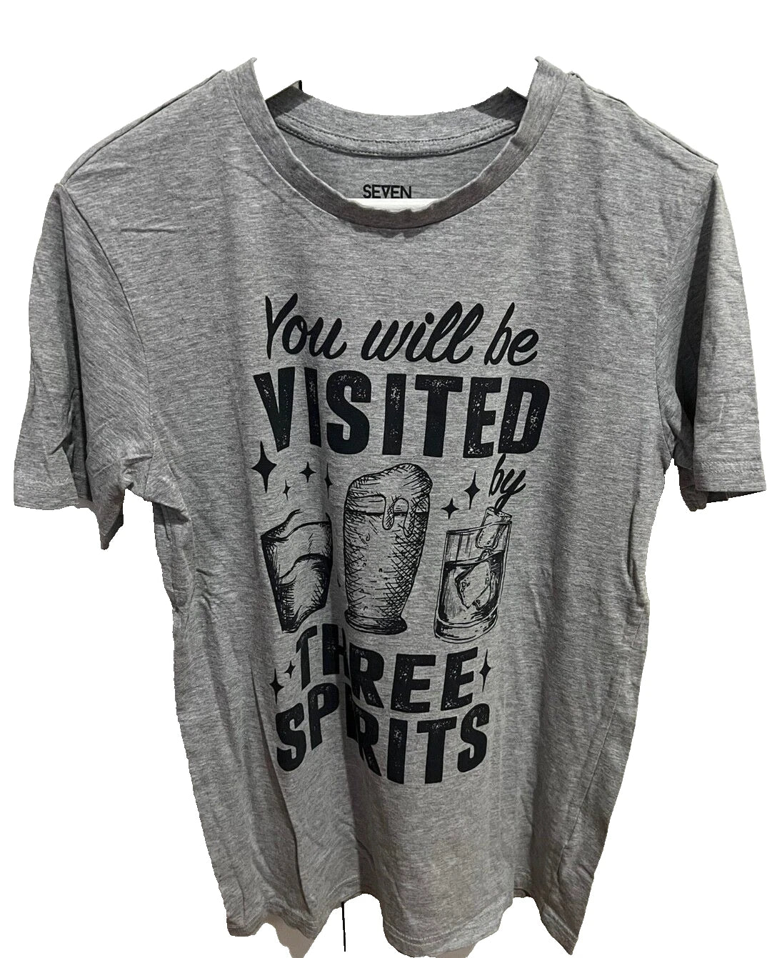 Crew Neck Gray Beer You will be visited three Sprits Top T Shirt Unisex S NEW