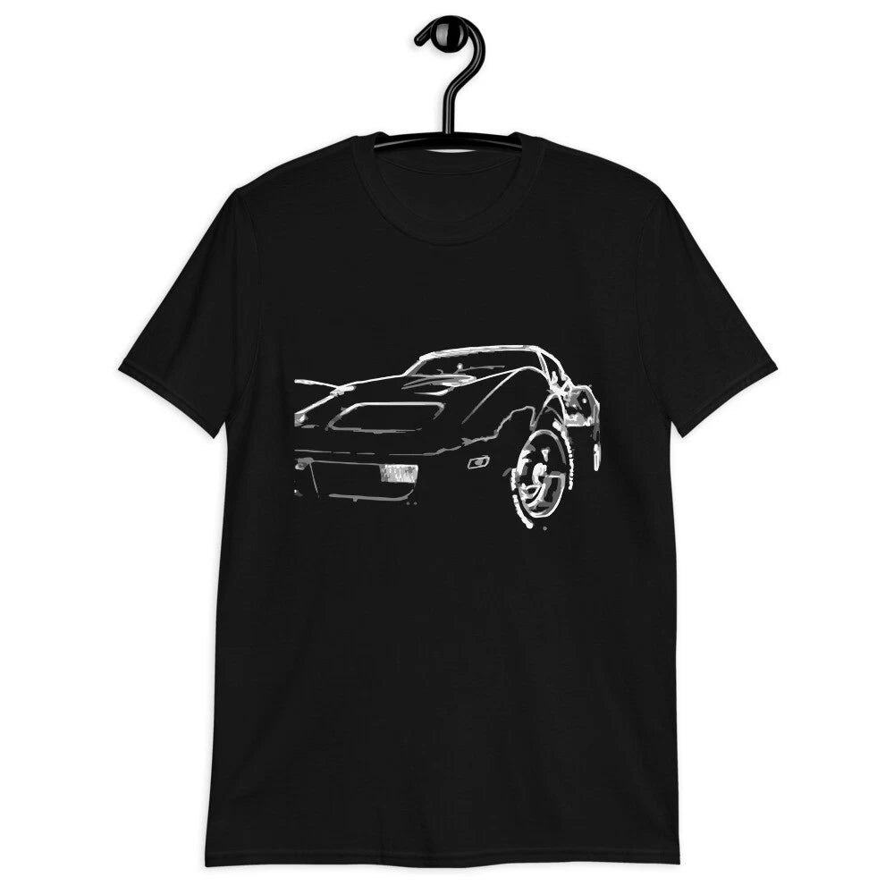 vette C3 Sketch Line Art Custom Muscle Car Owner Gift Short-Sleeve T-Shirt