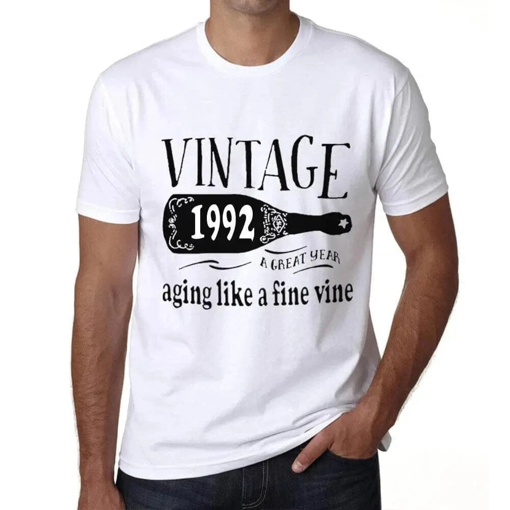 Men's Graphic T-Shirt Aging Like A Fine Wine 1992 32nd Birthday Anniversary 32