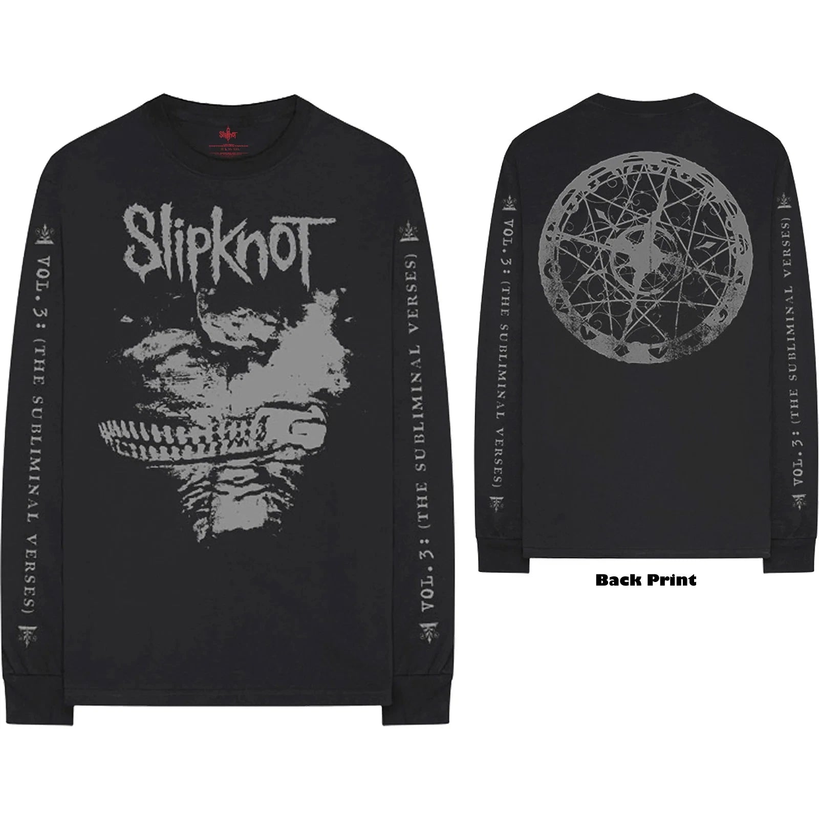 Slipknot Long Sleeve T-Shirt: Subliminal Verses (Back & Sleeve Print) OFFICIAL N