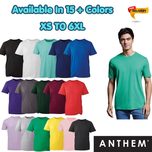 1 & 3P Anthem Classic TShirt Mens Short Sleeve Organic Cotton Round Neck TShirt