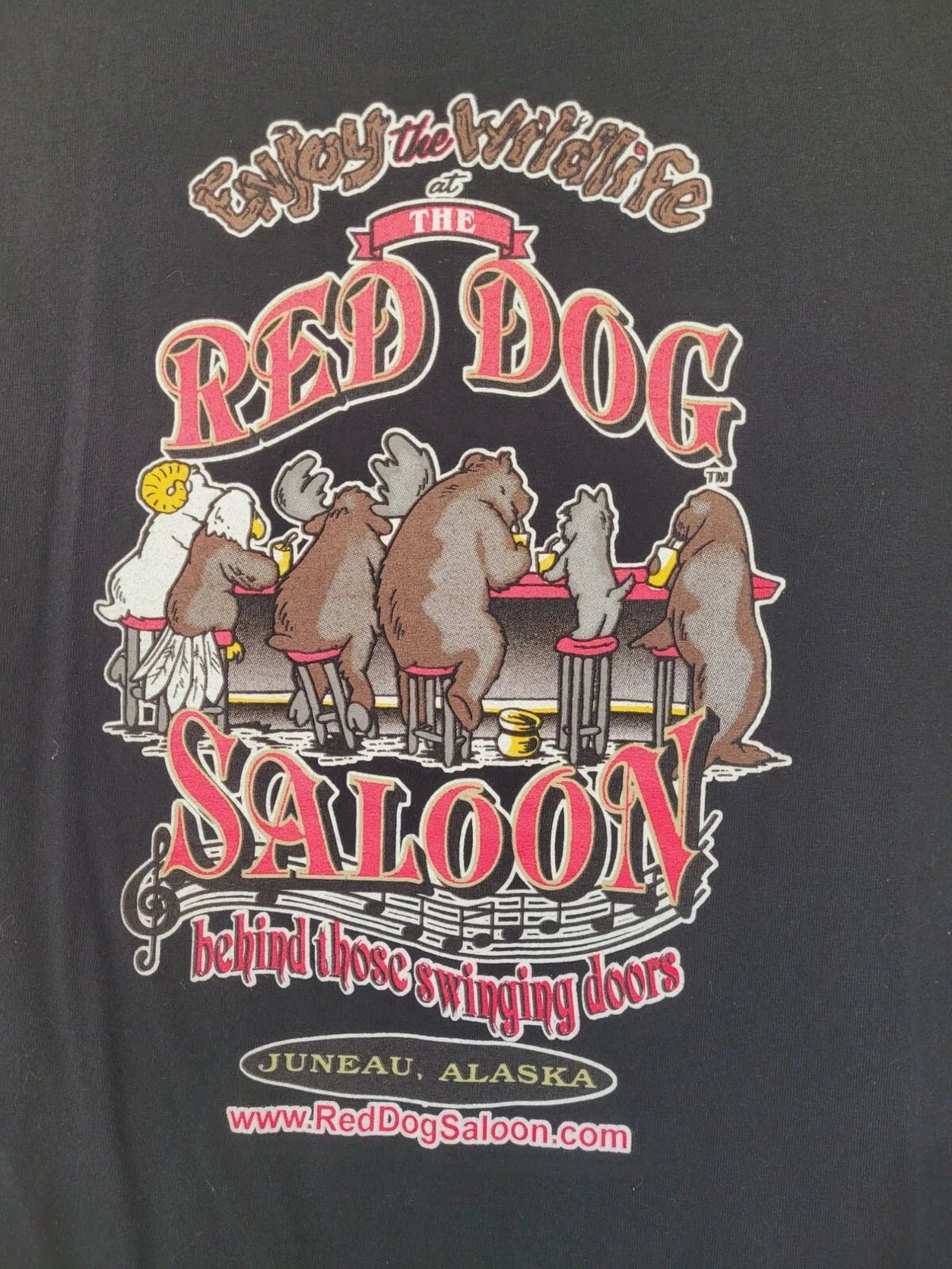 Vintage Black Red Dog Saloon Graphic T-Shirt Juneau Alaska Alstyle Mens M