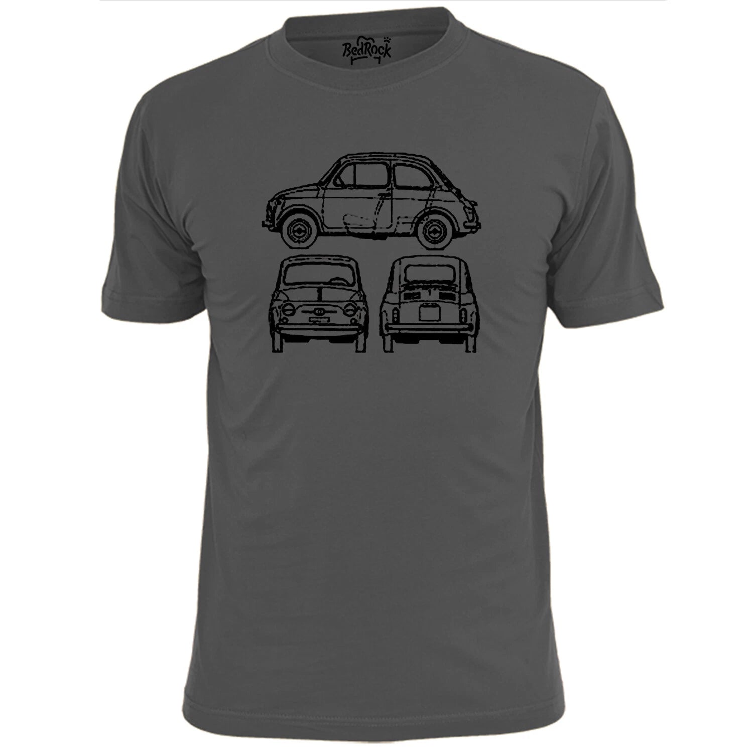 Mens Fiat 500 V2 Blueprint Retro Car T Shirt Classic Motor