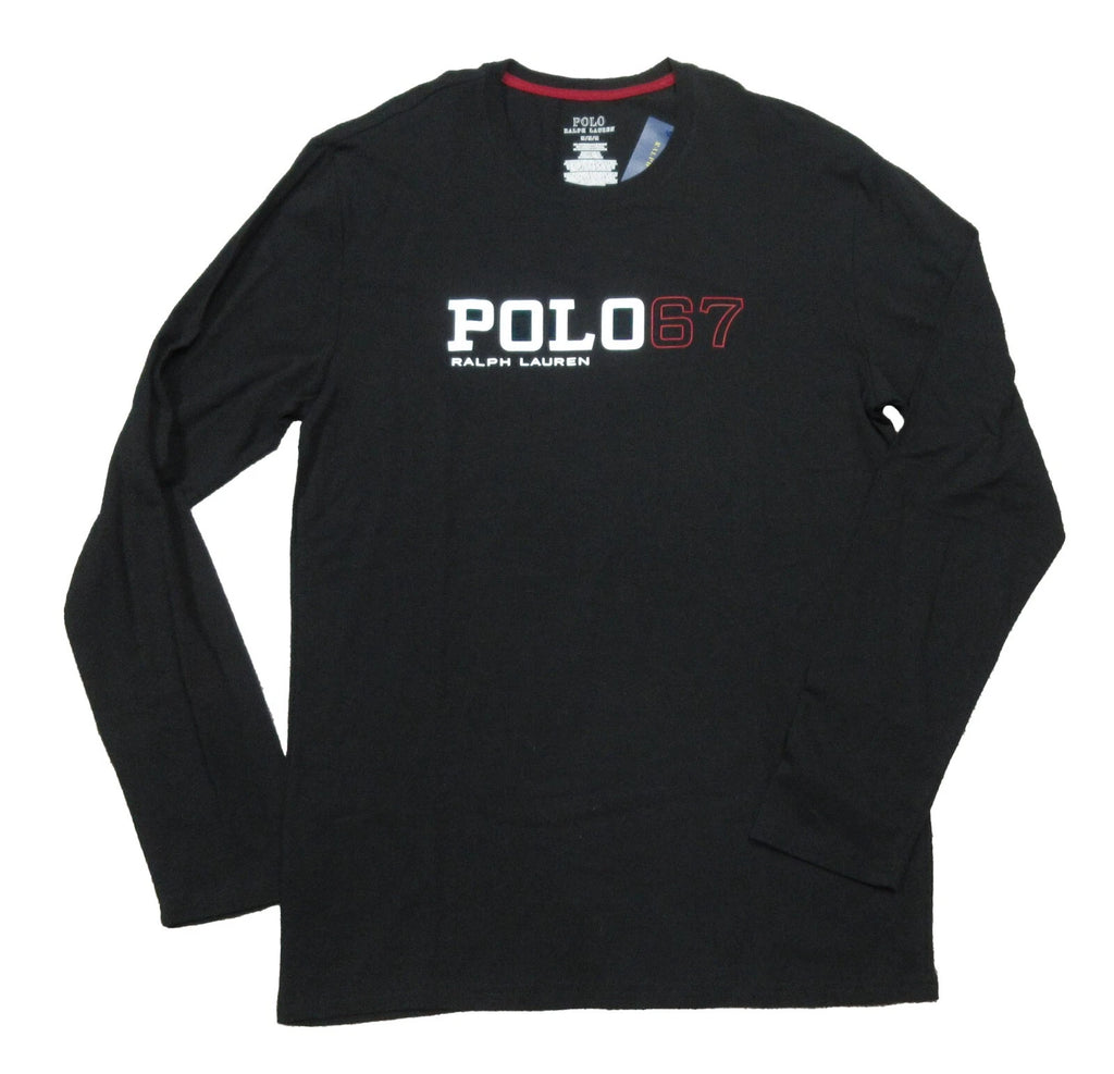Polo Ralph Lauren Men's Black Polo 67 Logo Graphic Crew-Neck Sleep T-Shirt