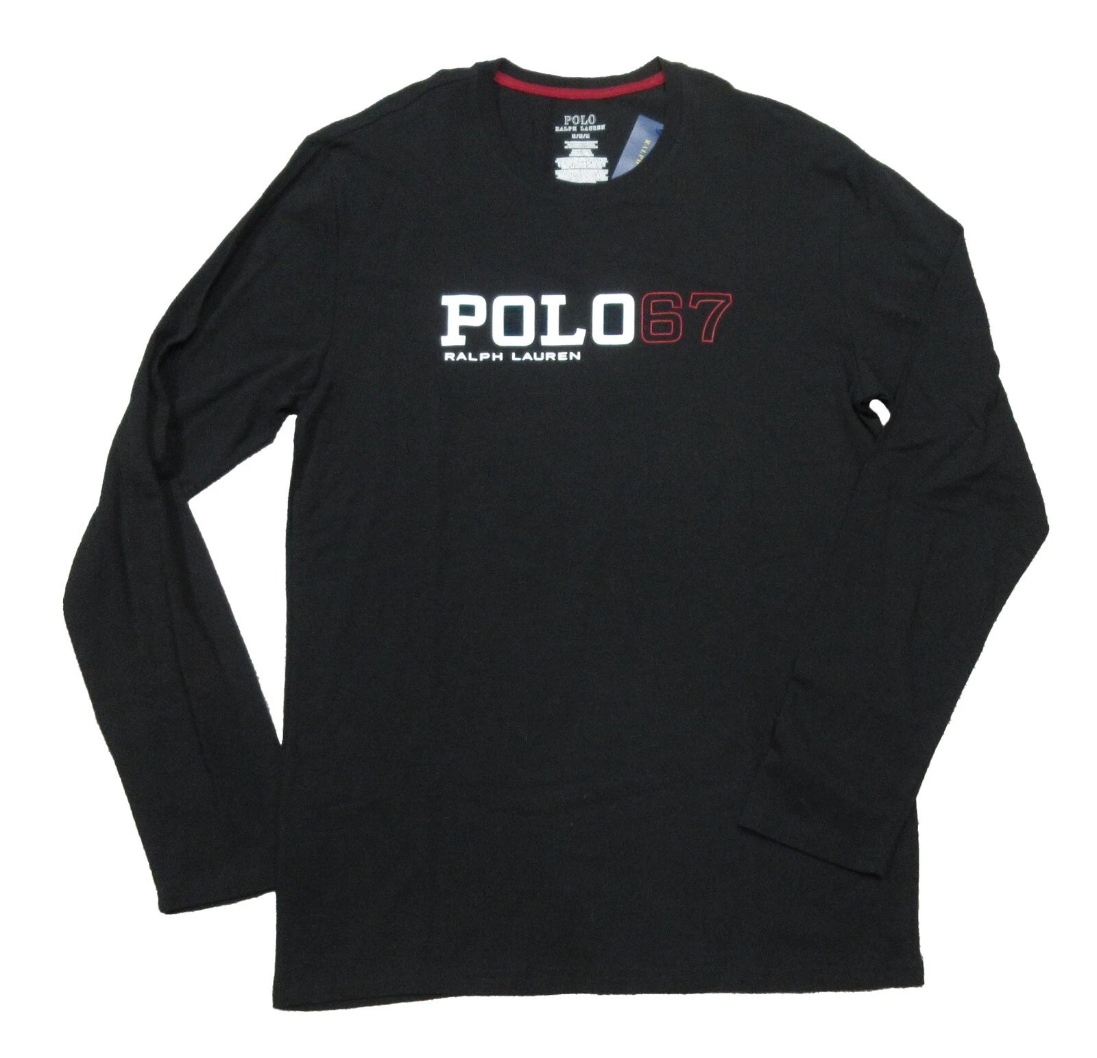 Polo Ralph Lauren Men's Black Polo 67 Logo Graphic Crew-Neck Sleep T-Shirt