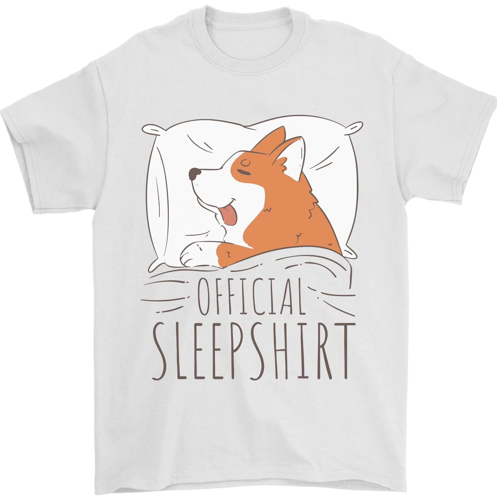 Corgi Sleeping Dog Mens T-Shirt 100% Cotton