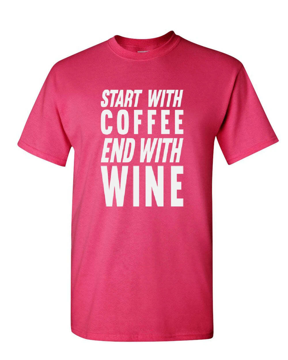 Start With Coffee End With Wine T-Shirt Drinking Daily Routine Mens Tee Shirt