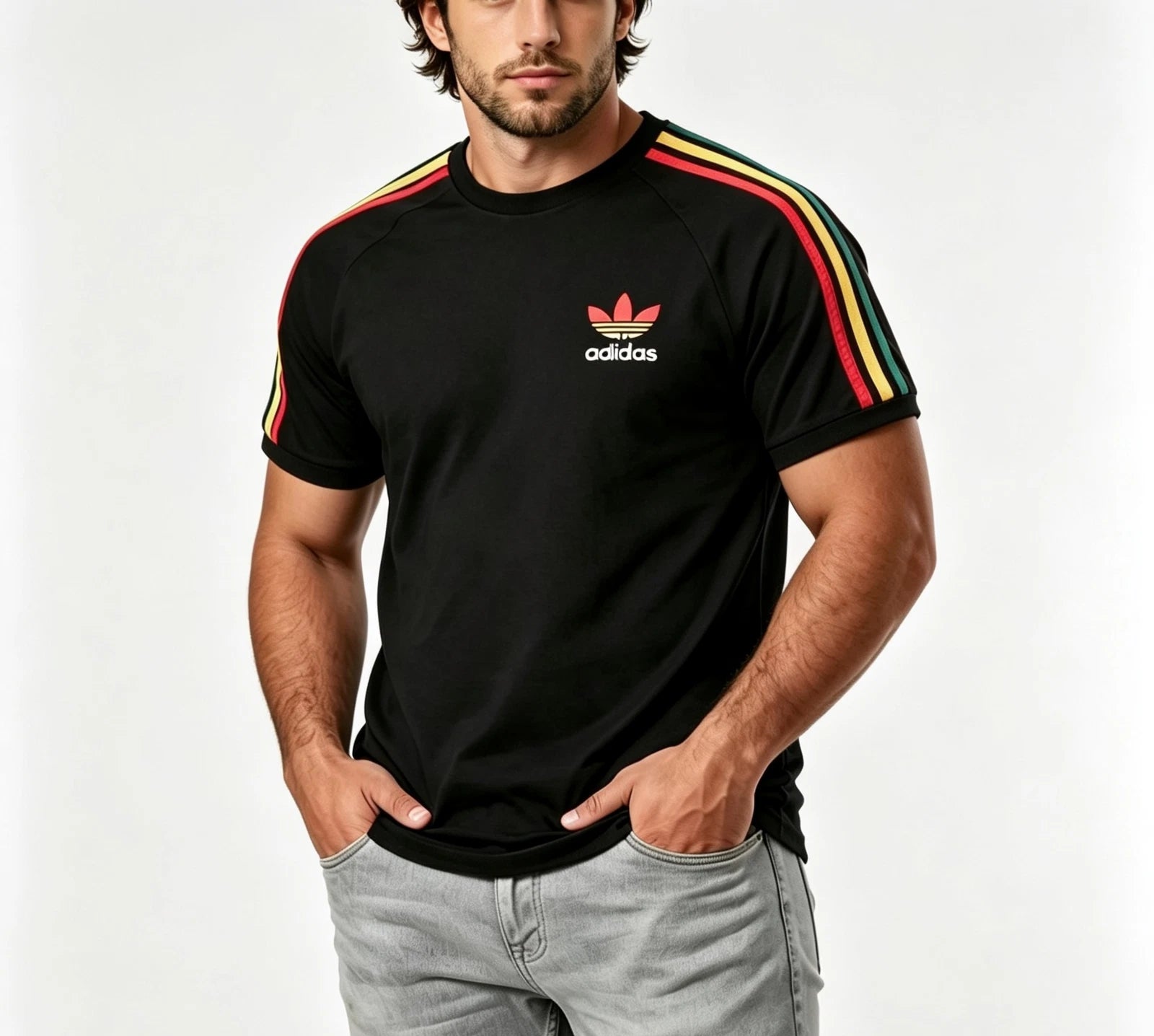 Adidas Originals Cotton 3-Stripe Contrast Piping Tee