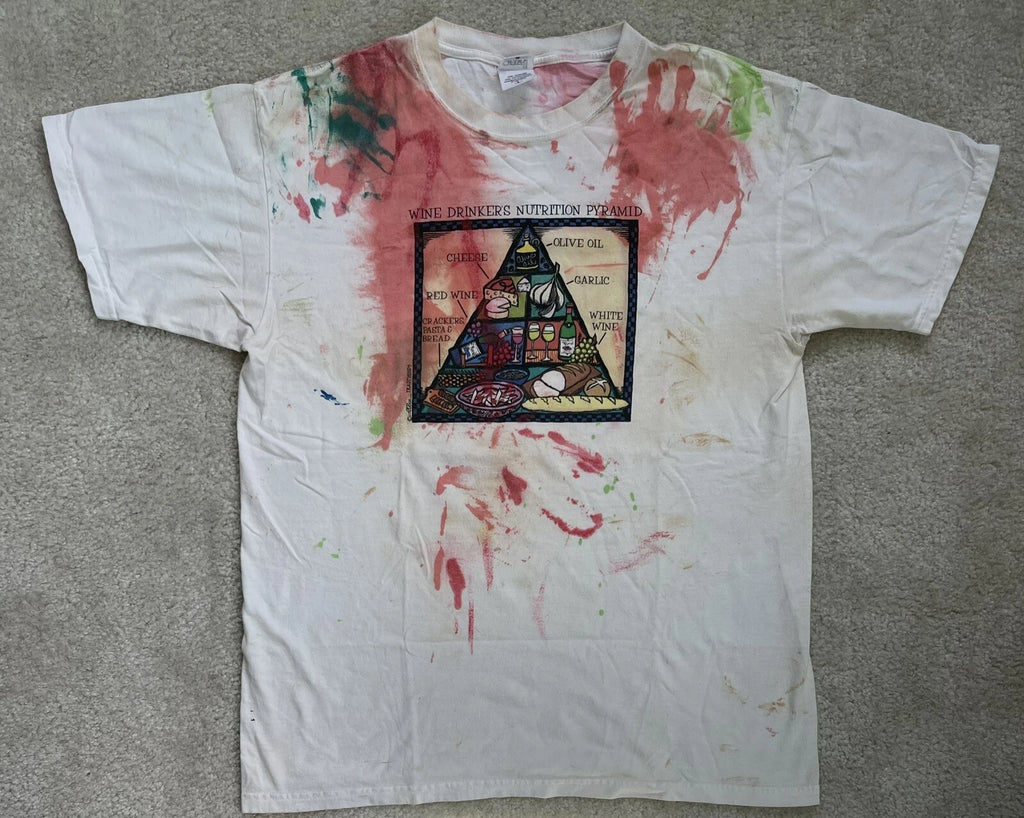 Wine Drinkers Nutrition Pyramid Food Art Funny T-Shirt Large Multi-Color