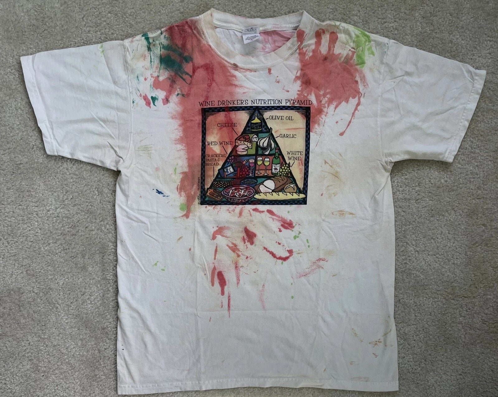 Wine Drinkers Nutrition Pyramid Food Art Funny T-Shirt Large Multi-Color