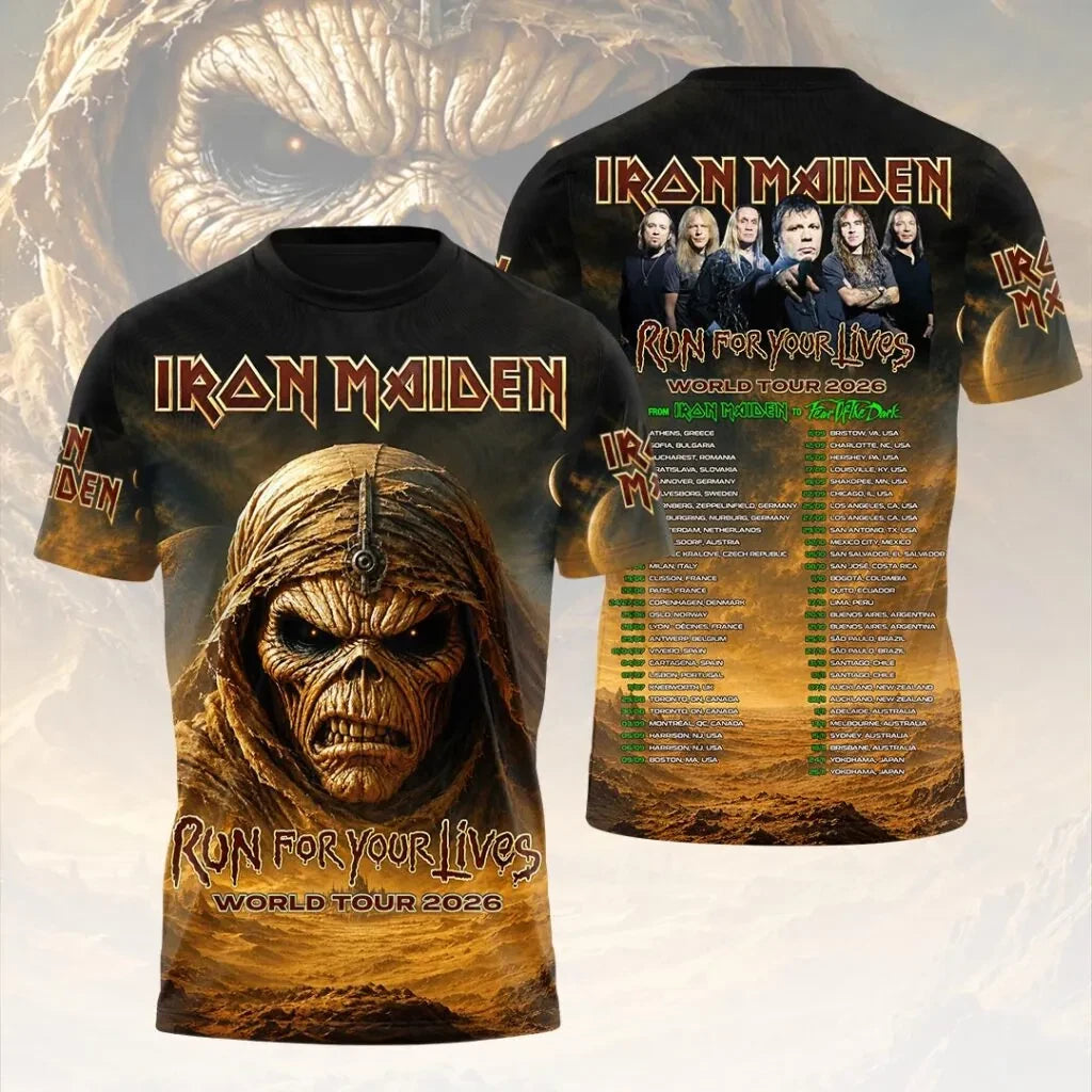 Maiden 2026 World Tour 3D Apparel Tshirt