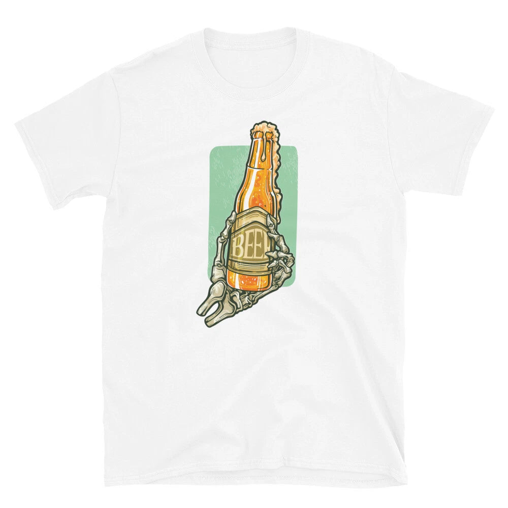 Skeleton Hand Holding Beer Halloween Party Costume Short-Sleeve Unisex T-Shirt