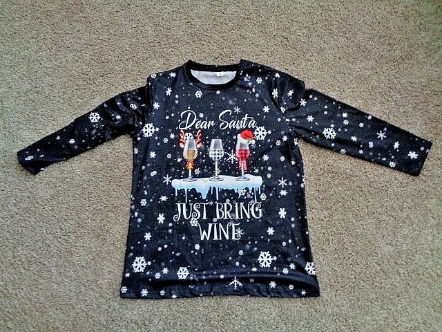 Dear Santa Just Bring Wine Shirt, Wine Lover Christmas Shirt Size M
