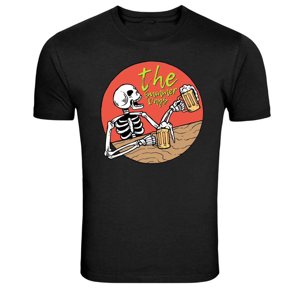 Skeleton Drinking Beer Summer Days Funny Party T-Shirt