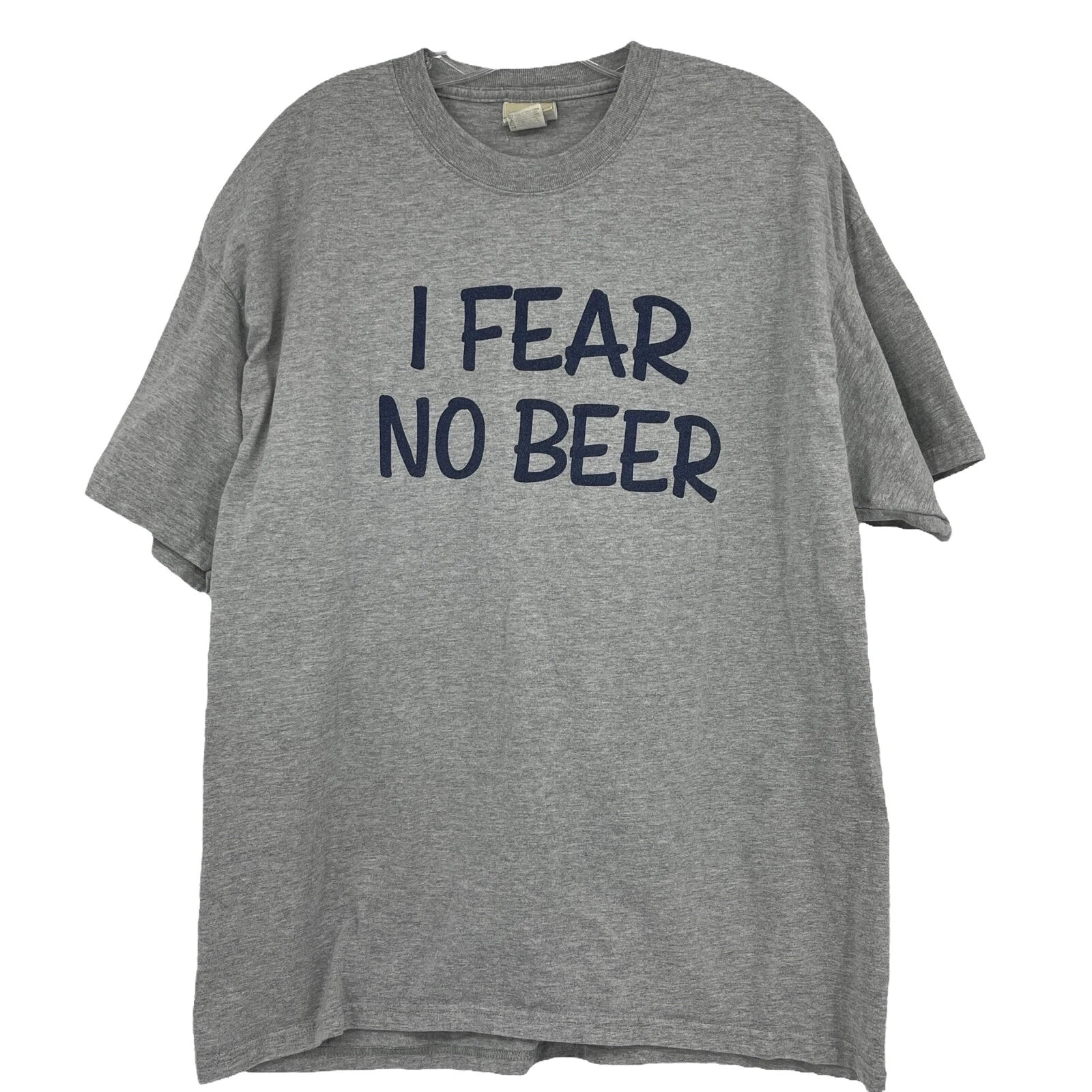Vintage Lee Fear No Beer Shirt Gray Ringspun Short Sleeve Cotton Blend Mens XL