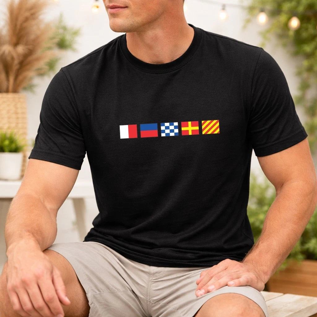 Personalised Nautical Signal Flag T Shirt Printed Custom Your Name Flag Gift Top