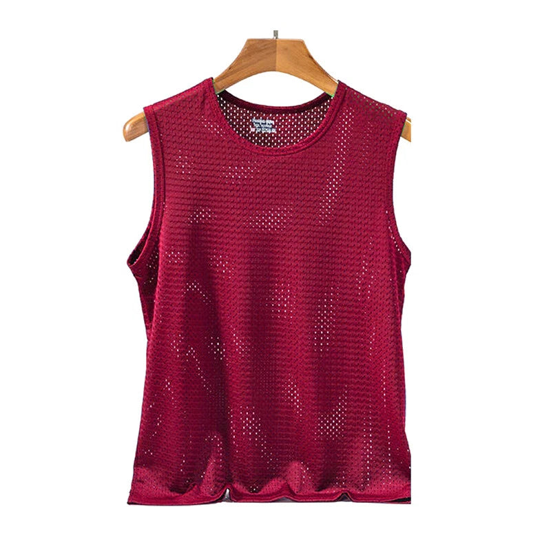 MEN Mesh Hole Ice Silk VESTS TANK TOP SUMMER TRAINING Muscle GYM TOPS T Shirt  #