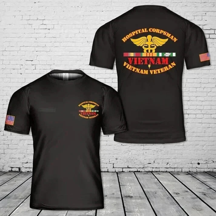 Custom Name US Navy Hospital Corpsman 3D Full Print T-shirt Full Size S-5XL