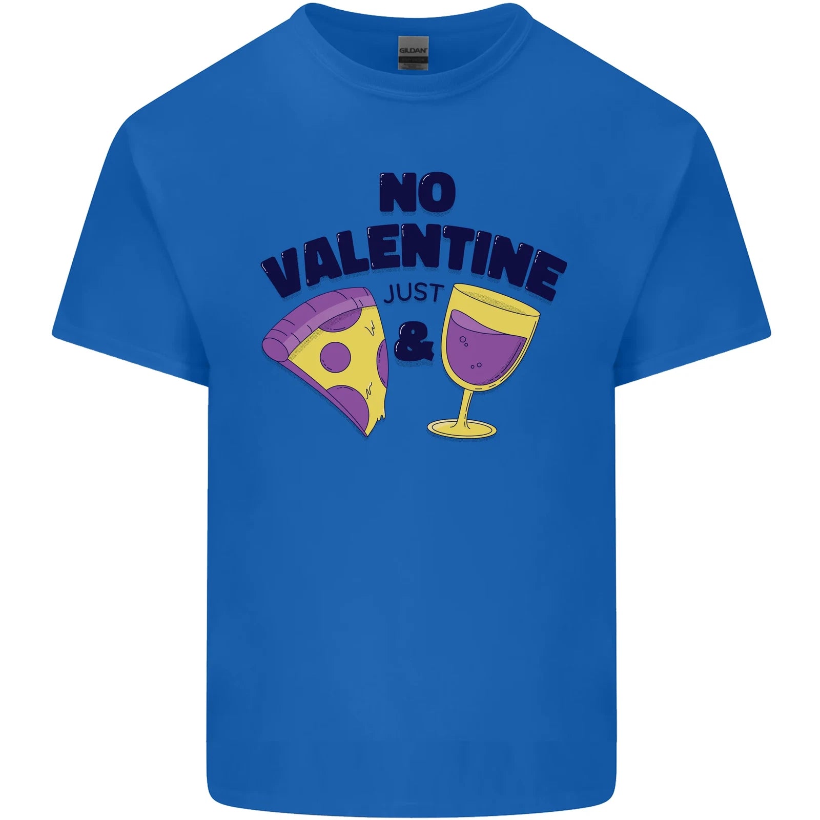 Anti Valentines Day Just Pizza & Wine Mens Cotton T-Shirt Tee Top