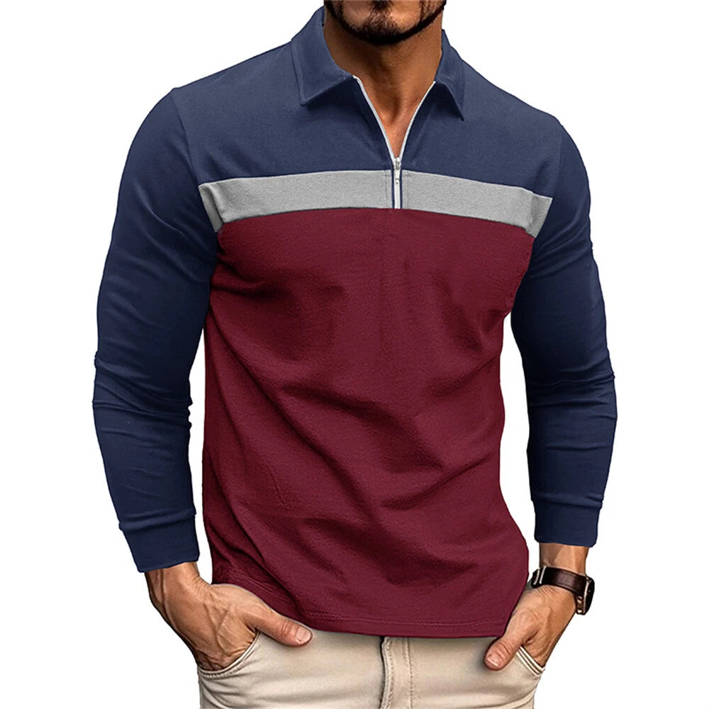 Men's Long Sleeve Fashion POLO Shirt Classic Casual Baggy Shirts