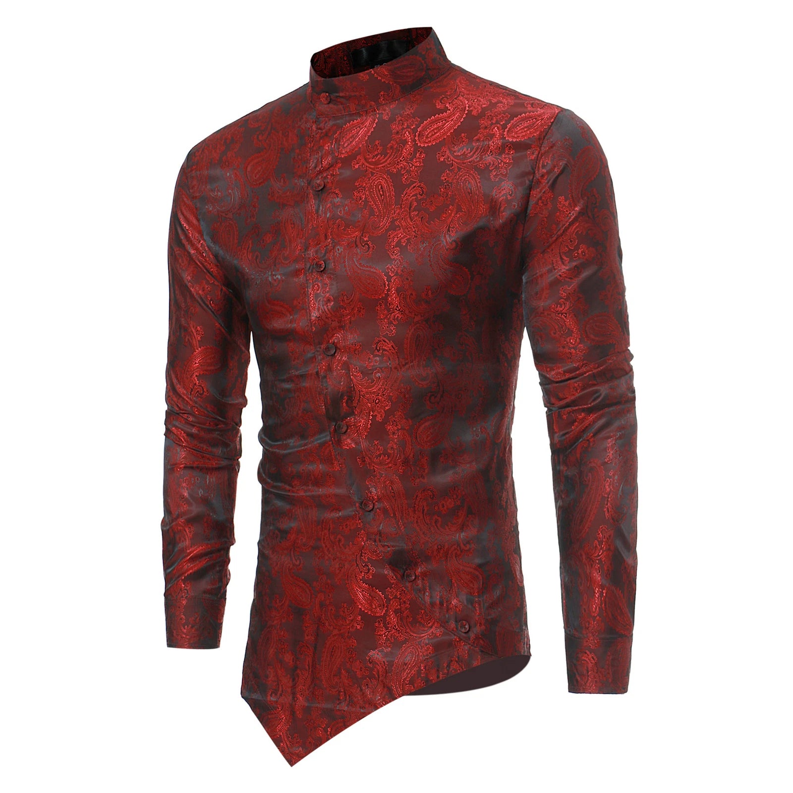 Men's Floral Shirt Casual Slim Shirts Long Sleeve Button Down Tops Blouse
