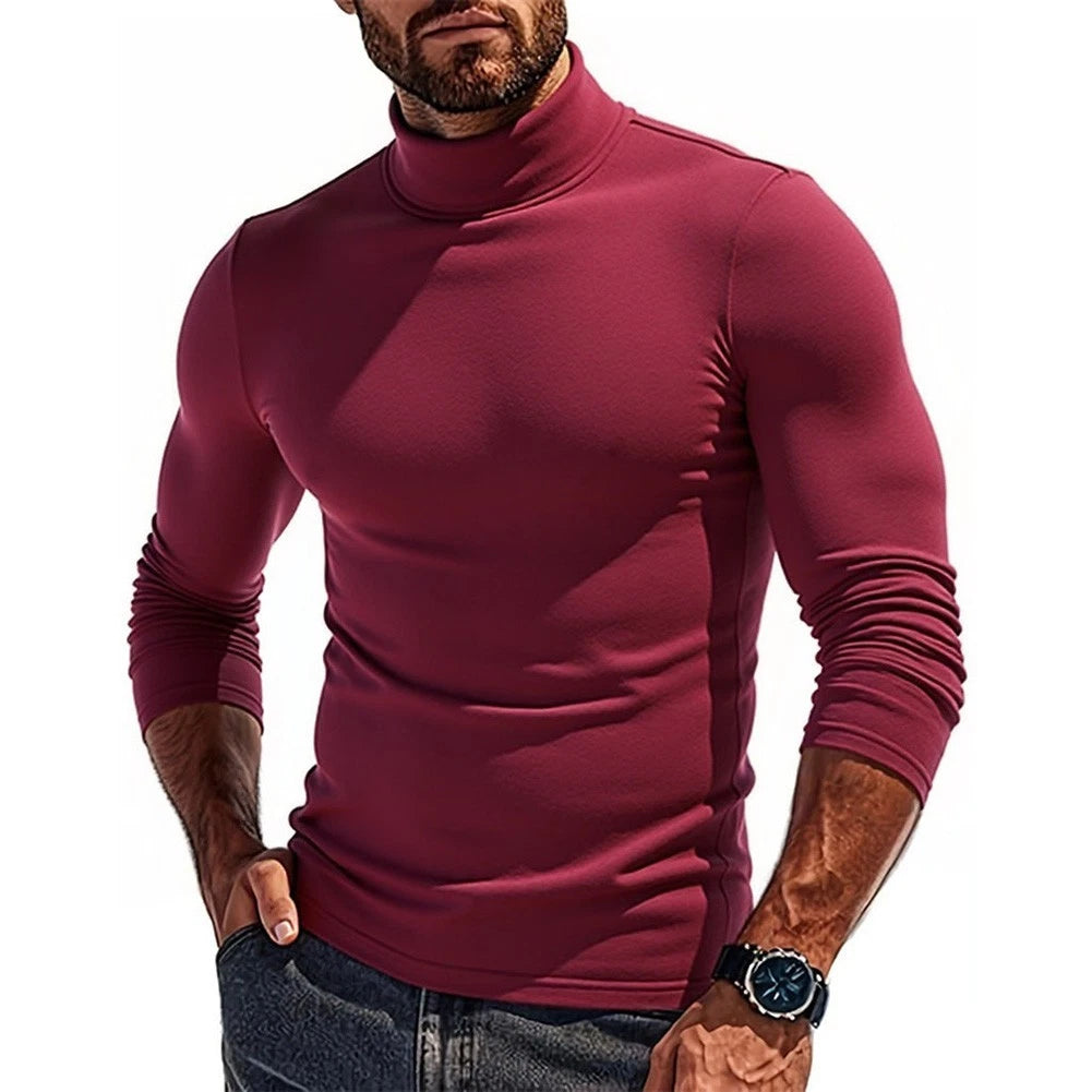 Mens Thermal Turtleneck Pullover Long Sleeve Basic Tops for Spring Autumn