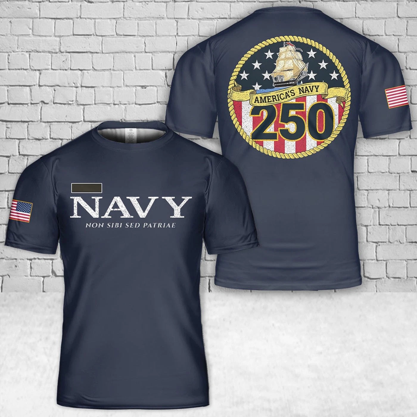 Custom Name America's Navy 250th Anniversary T-Shirt Gift For Dad