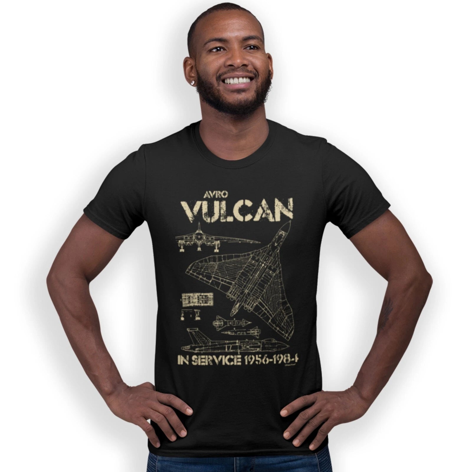 AVRO Vulcan RAF Strategic Bomber T-Shirt Plane Aircraft Blueprint Size S - 5XL