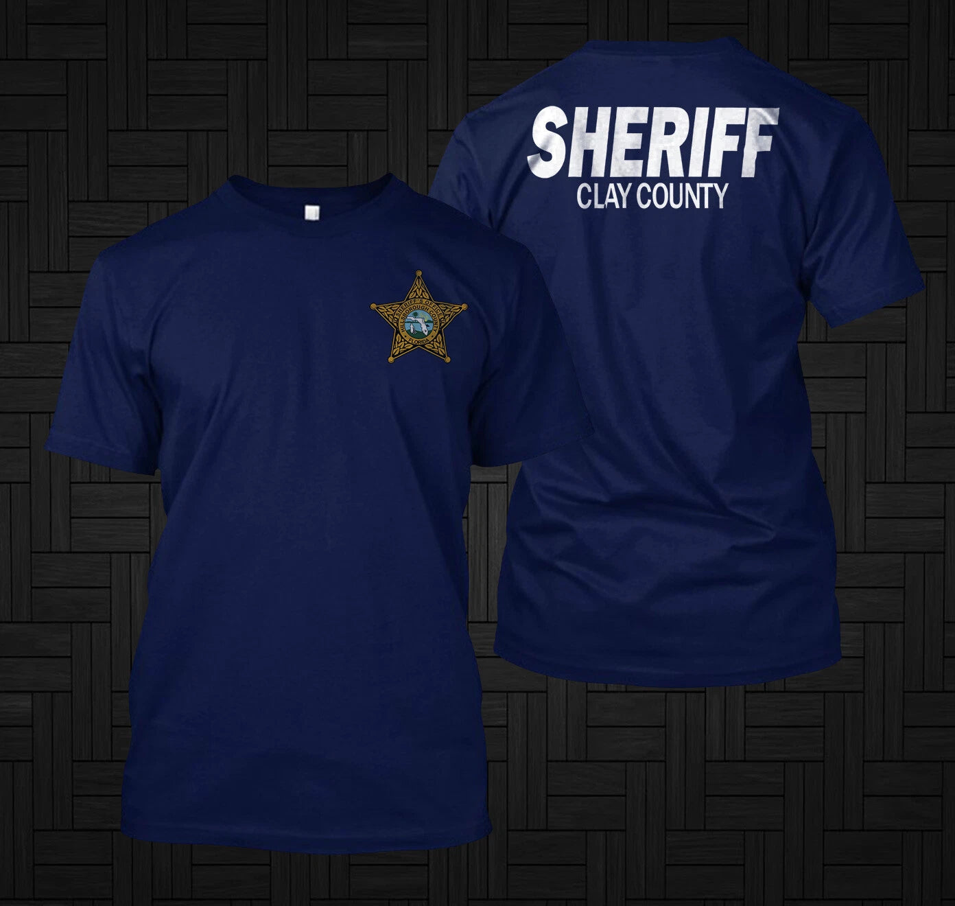 New POLICE County Sheriff Clay Florida  - Custom front and back t-shirt tee