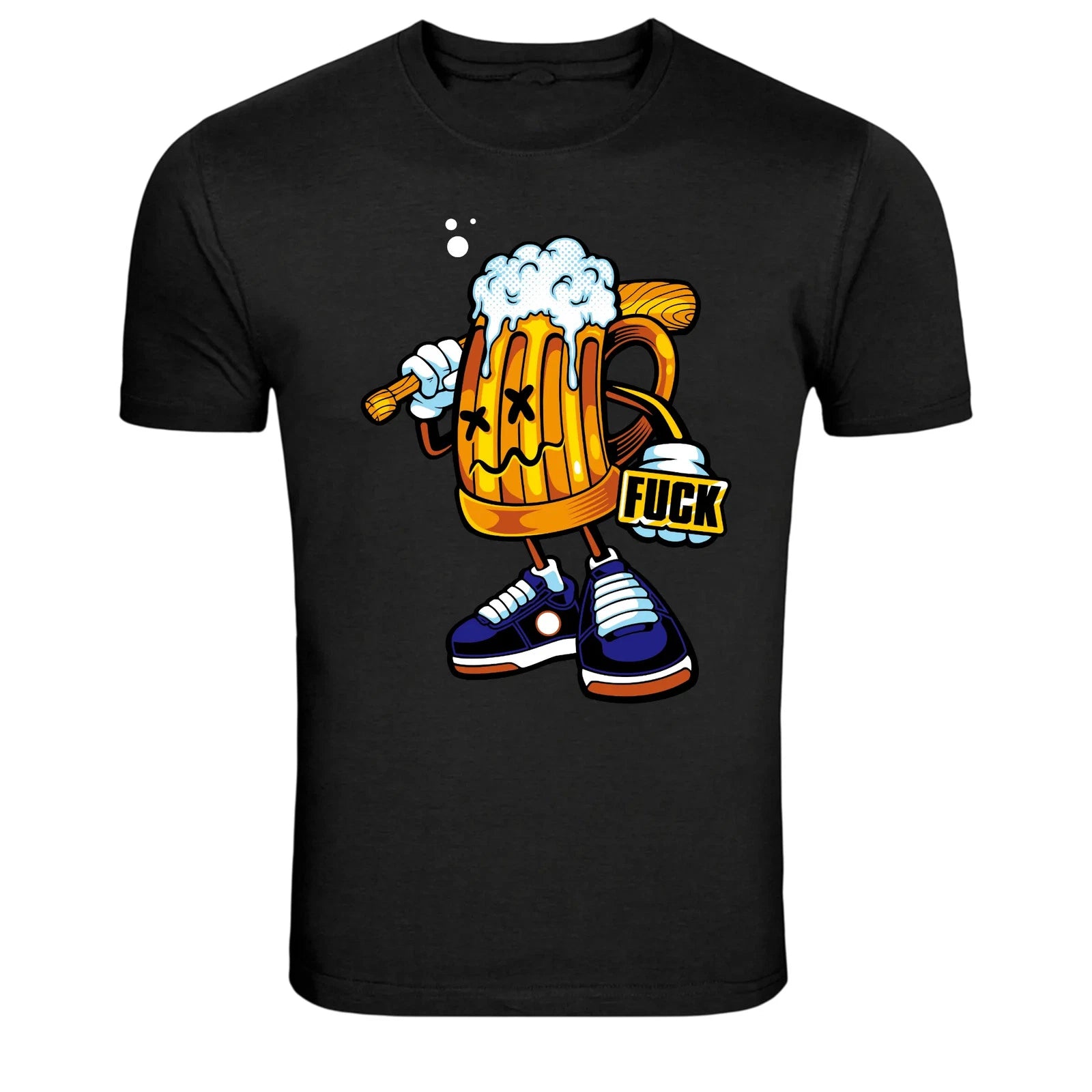 Angry Beer Mug Cartoon Drunk Humor Graphic T-Shirt