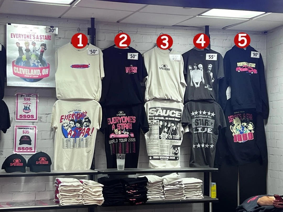 Seconds of Summer 5SOS 2026 World Tour T-Shirts (Reprint)