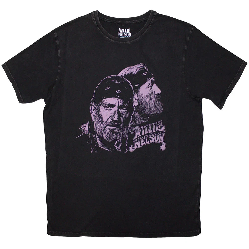 Willie Nelson Stone Wash T-Shirt: Purple Graphic OFFICIAL NEW