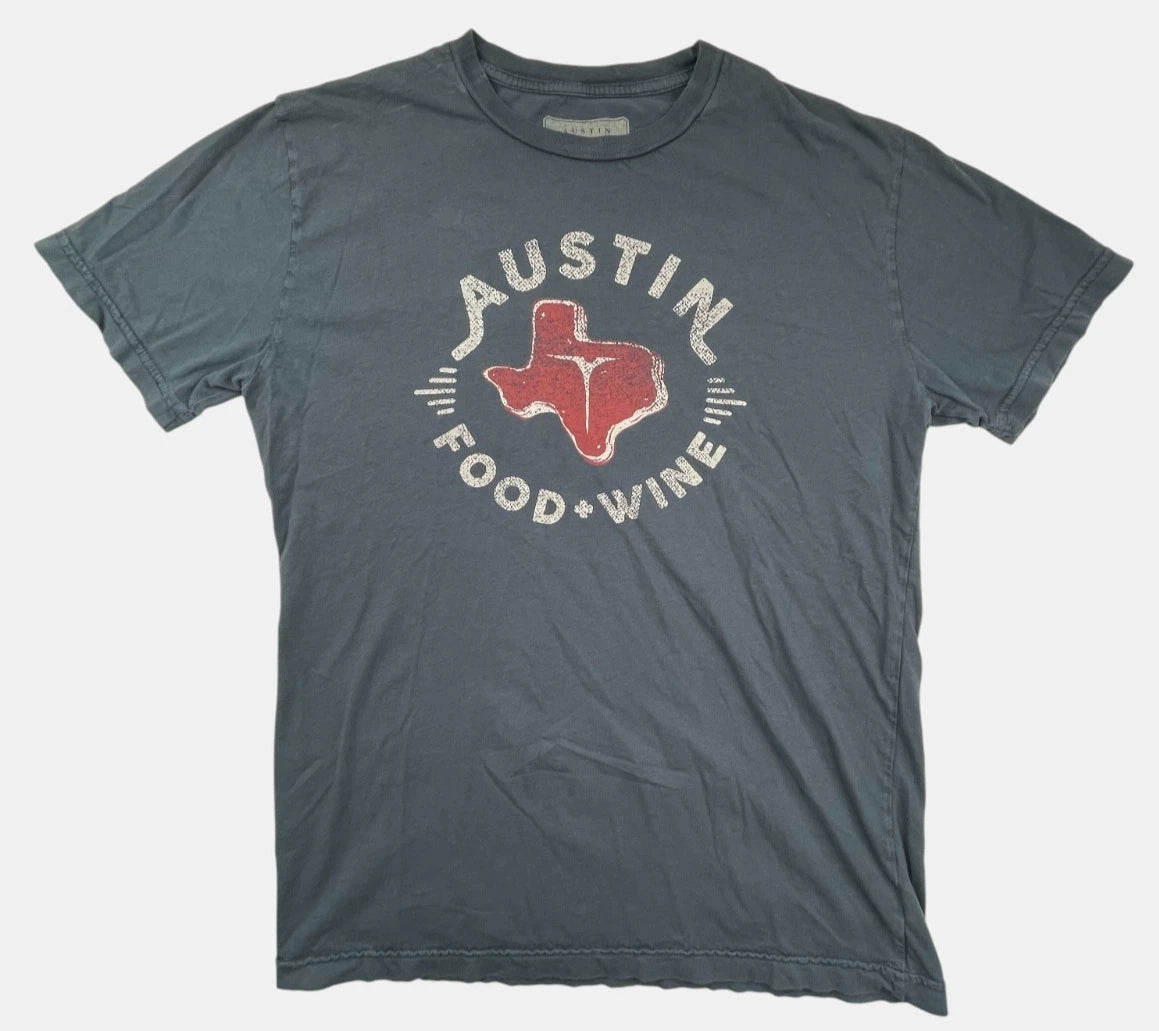 Austin Food + Wine Festival Blue Short Sleeve T-Shirt Size MEDIUM