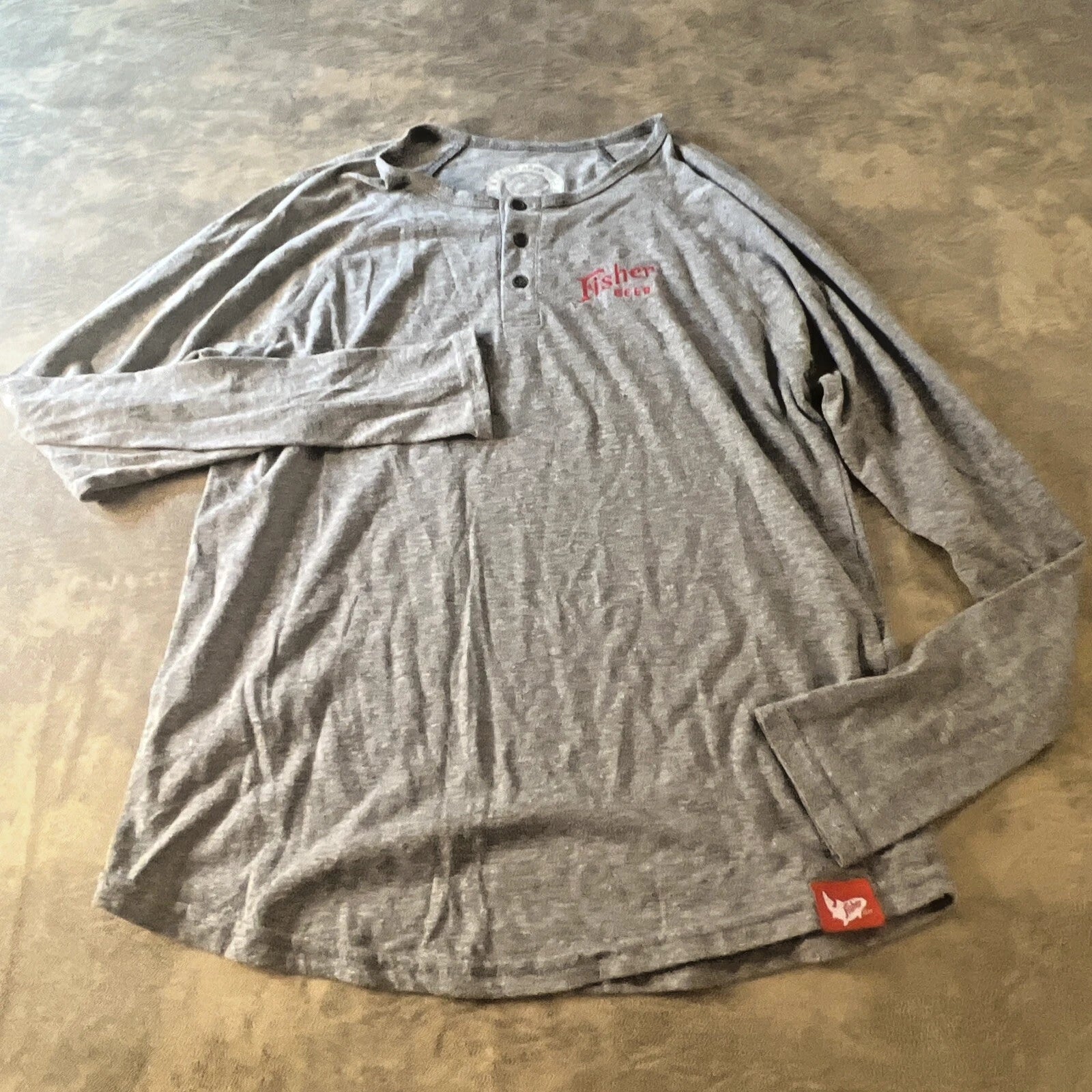 Fisher Beer T-Shirt Men's Small Gray Long Sleeve Raglan Henley