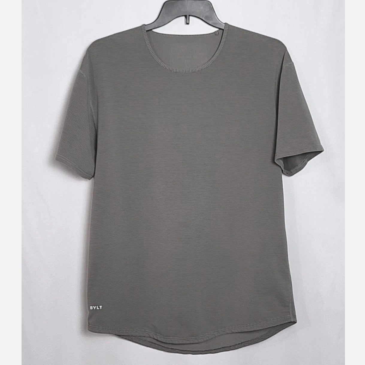 BYLT PREMIUM BASICS EVERYDAY DROP-CUT SHORT SLEEVE STRIPED SHIRT MENS XL OLIVE
