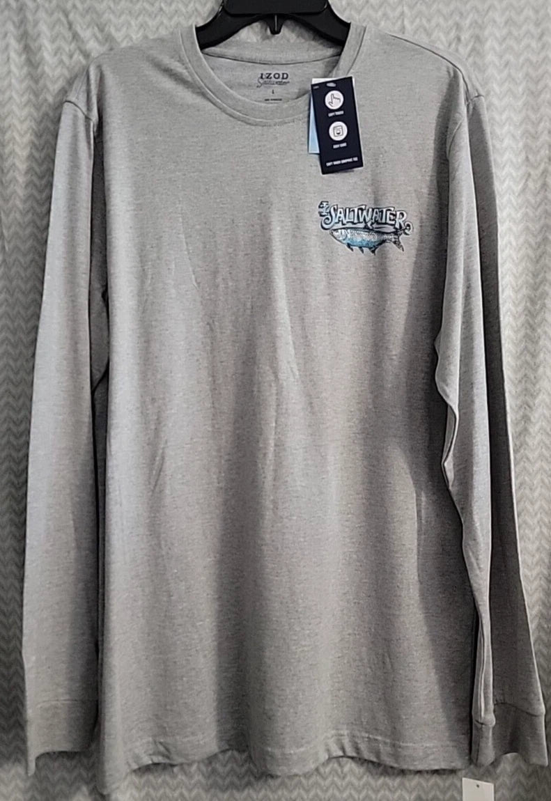 IZOD Saltwater Fishing Shirt Men's Large Bait & Tackle Beer SaltLife Ocean