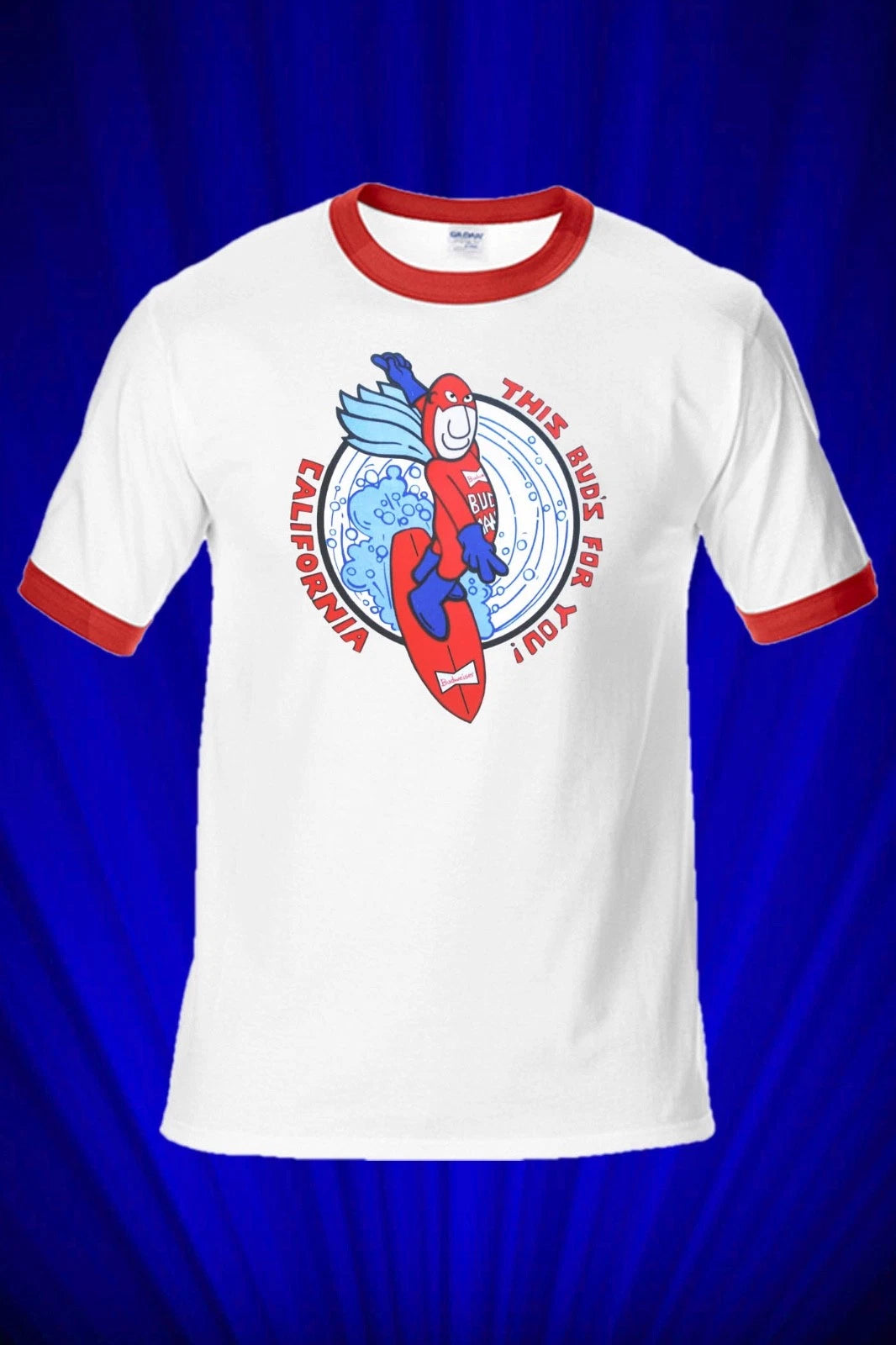 Budman Surfs Up Vintage Tee circa 1970's T-SHIRT  Budweiser Beer